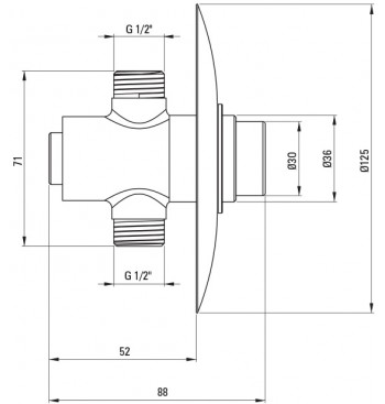 PRESS Shower Mixer, Self-Closing, Concealed