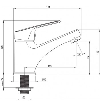 Washbasin Tap, With A Lever, For Cold Or Mixed Water