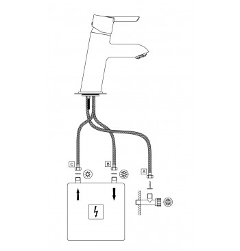 Washbasin Tap, Low Pressure, Three-way - For Heater Connection