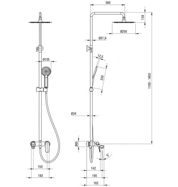 CORIANDER Shower Column, With Bathtub Mixer