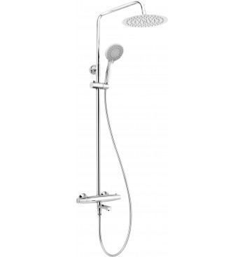 JASMIN Shower Column, With Bathtub Mixer, Thermostatic - Movable Spout