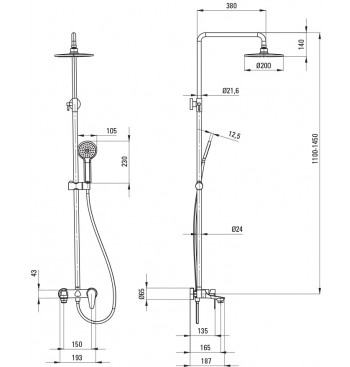 CORIANDER Shower Column, With Bathtub Mixer