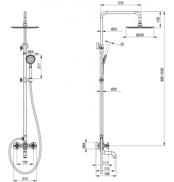 TEMISTO Shower Column, With Bathtub Mixer