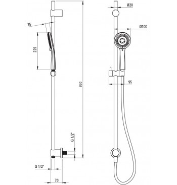 ARNIKA Shower Set, 1-Function, With Sliding Bar - Concealed Connector