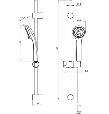 DILL Shower Set, 3-Function, With Sliding Bar