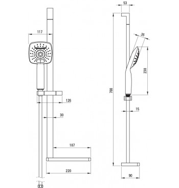 STORCZYK Shower Set, 2-Function, With Sliding Bar