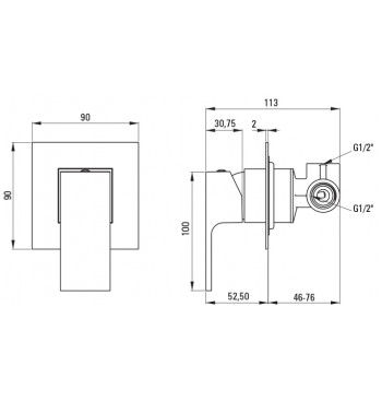 ANEMON BIS Shower Mixer, Concealed, Without Shower Switch